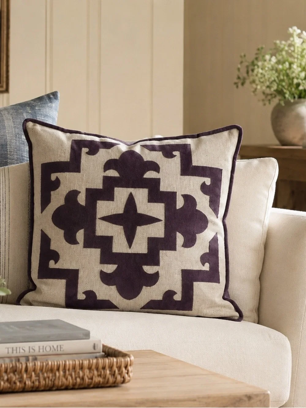 Lacefield Designs Sultana Appliqué Velvet Pillow Cover